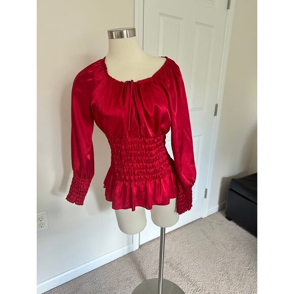 Vintage red Allison Taylor top with ruching, size medium - Picture 7 of 8